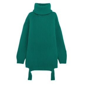 Balenciaga Emerald Green Oversized Turtleneck Sweater